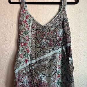 M/L boho Floral Embroidered camisole Top